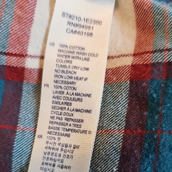 Heritage 1981 Teal and Cream Plaid Flannel Shirt - Picture 6 of 8